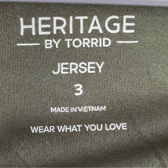 Torrid Army Green Neck Laced Short Sleeve Jersey Top 0677 - Picture 7 of 10